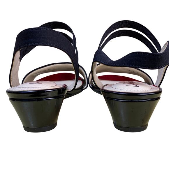 Life Stride YOLO Black Strappy Wedge Sandals Sz 7M NWOT Comfort Stretch Wedgess - Picture 5 of 9